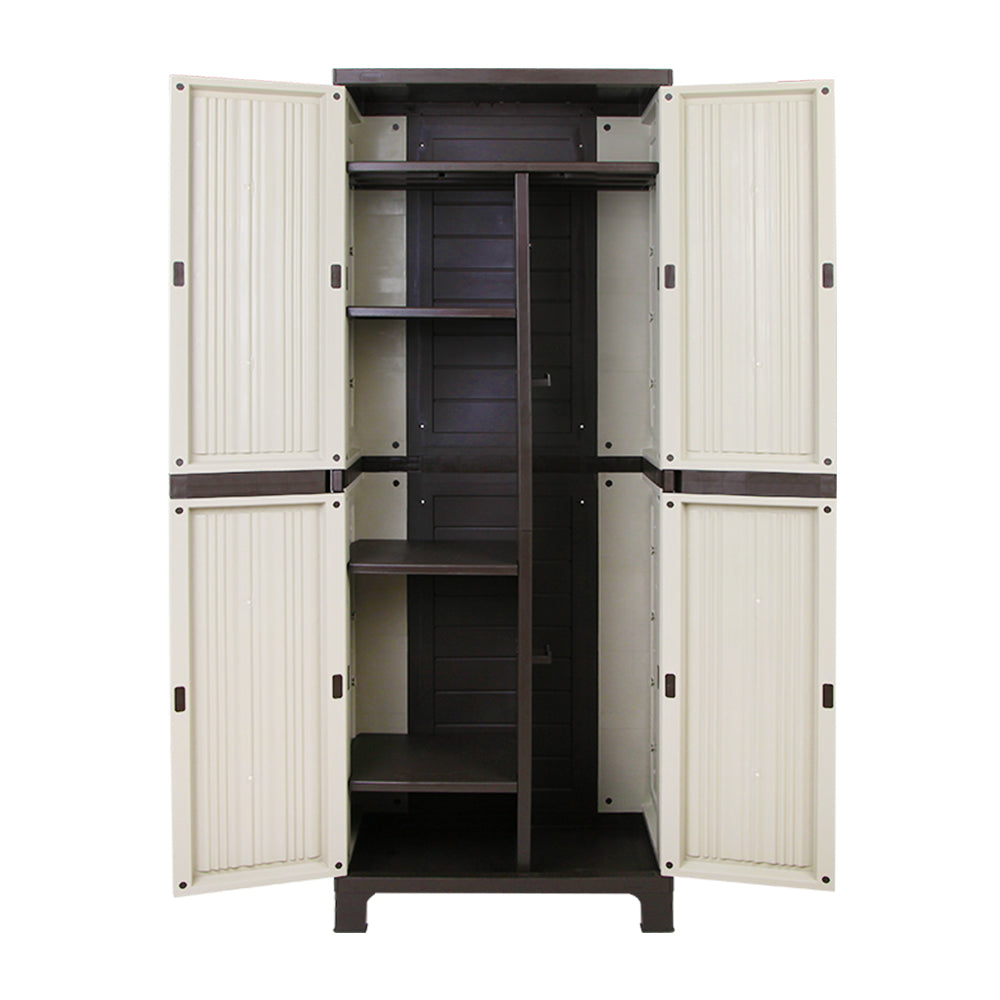 Outdoor Storage Cabinet Box 173cm Lockable Cupboard Sheds Garage Adjustable Beige