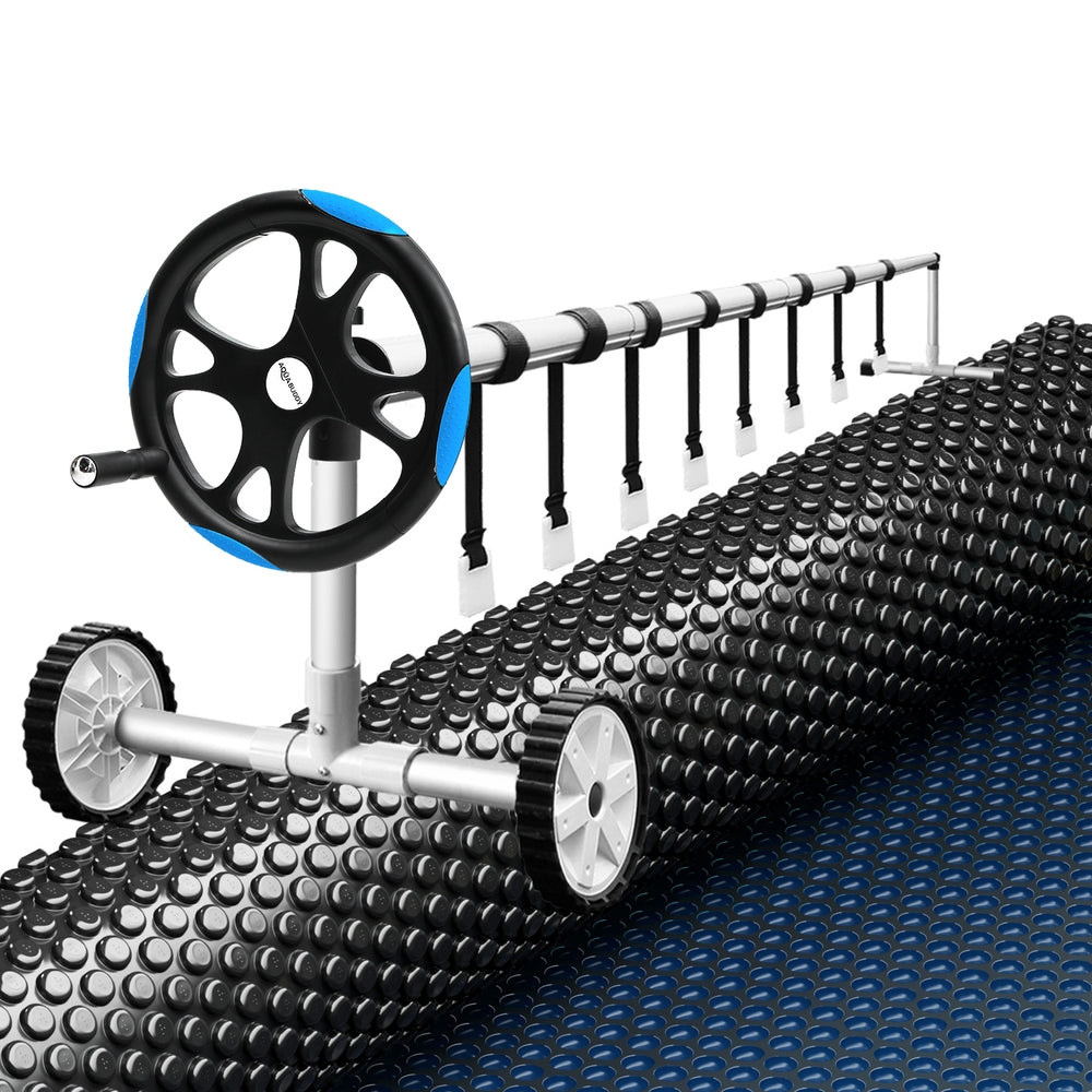 Aqua Buddy Pool Cover 600 Micron 10x4m w/ Roller 5.55m Black Solar Blanket