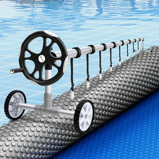 Aqua Buddy Pool Cover 600 Micron 11x6.2m w/ Roller 6.55m Swimming Pools Solar Blanket
