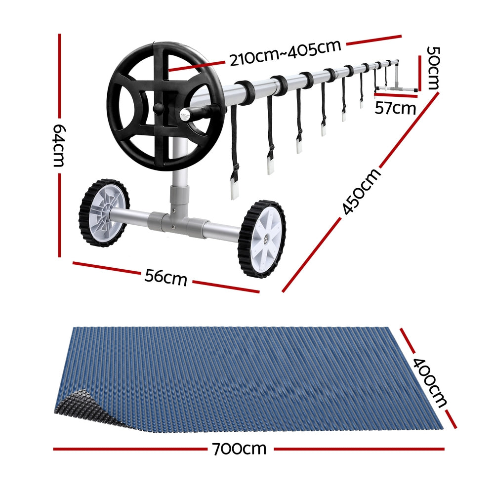 Aqua Buddy Pool Cover 600 Micron 7x4m w/ Roller 4m Swimming Pools Black Solar Blanket