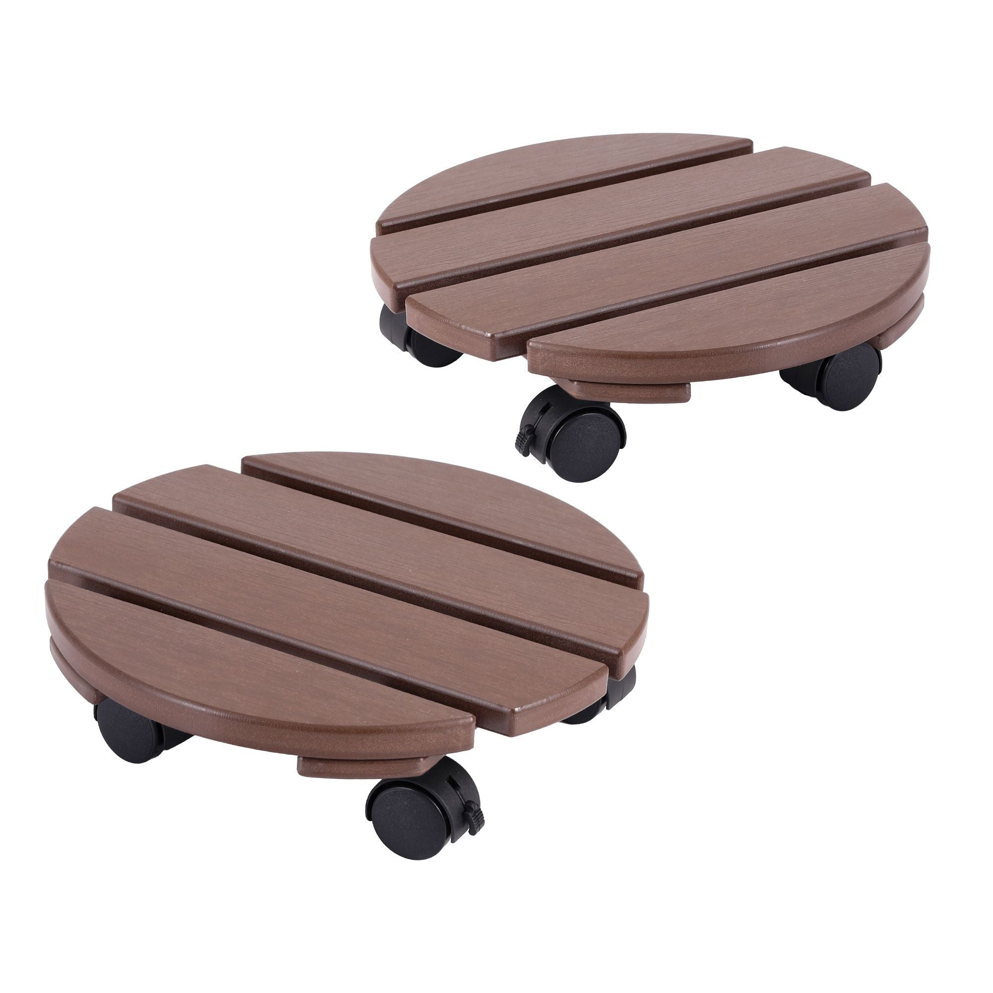 Gardeon 2PC Plant Carts HDPE Plant Caddy With Lockable Wheels Rolling Brown