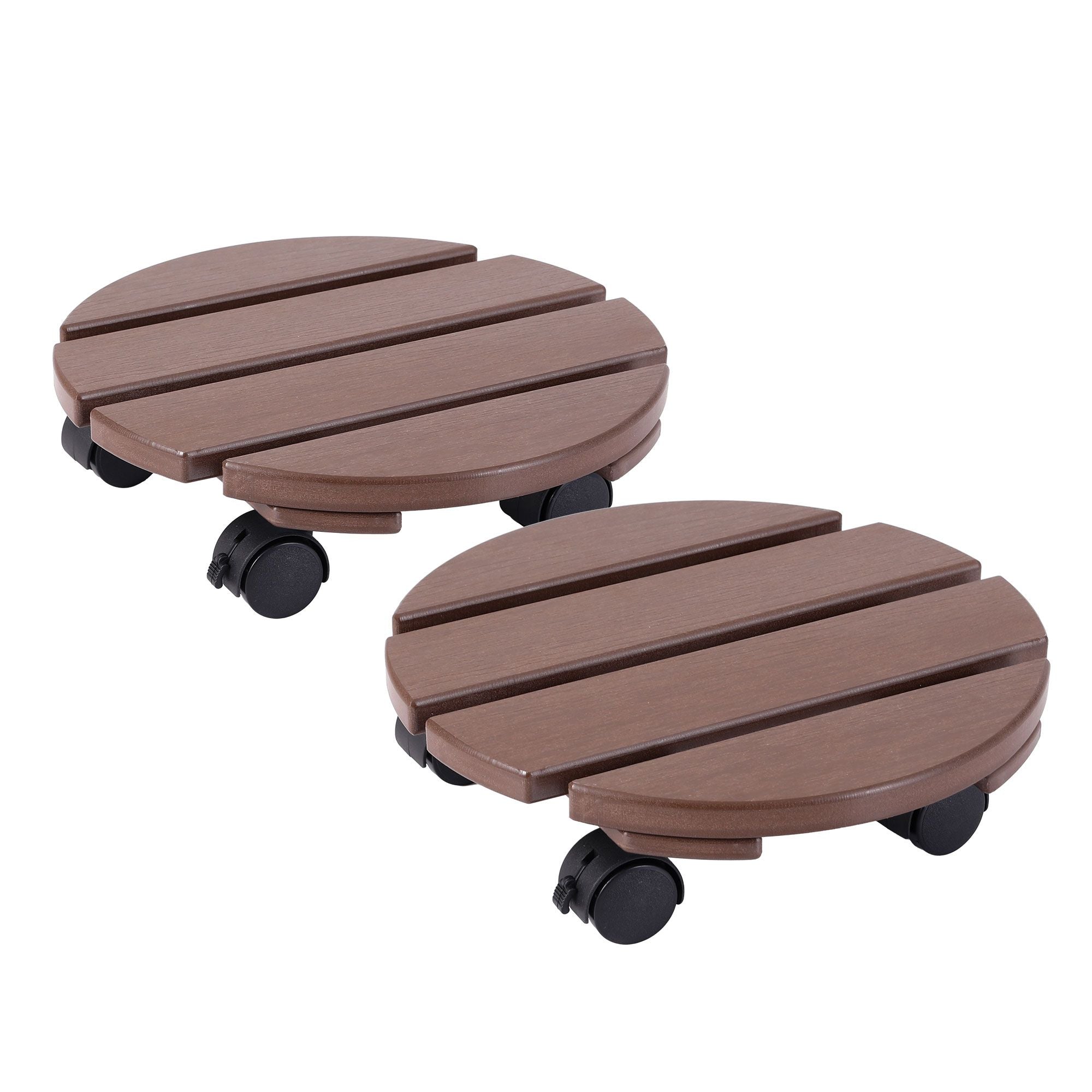 Gardeon 2PC Plant Carts HDPE Plant Caddy With Lockable Wheels Rolling Brown