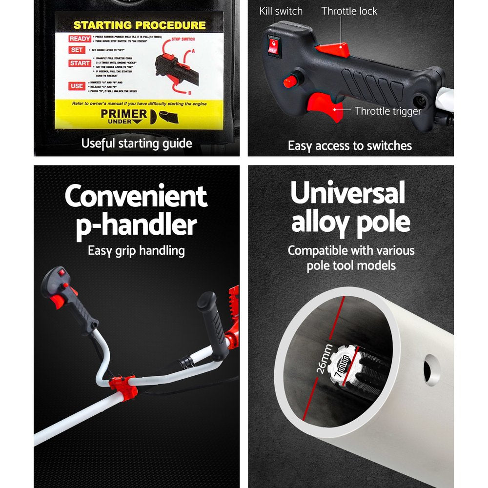 62CC Pole Circular Saw Petrol Brush Cutter Whipper Snipper 7-in-1