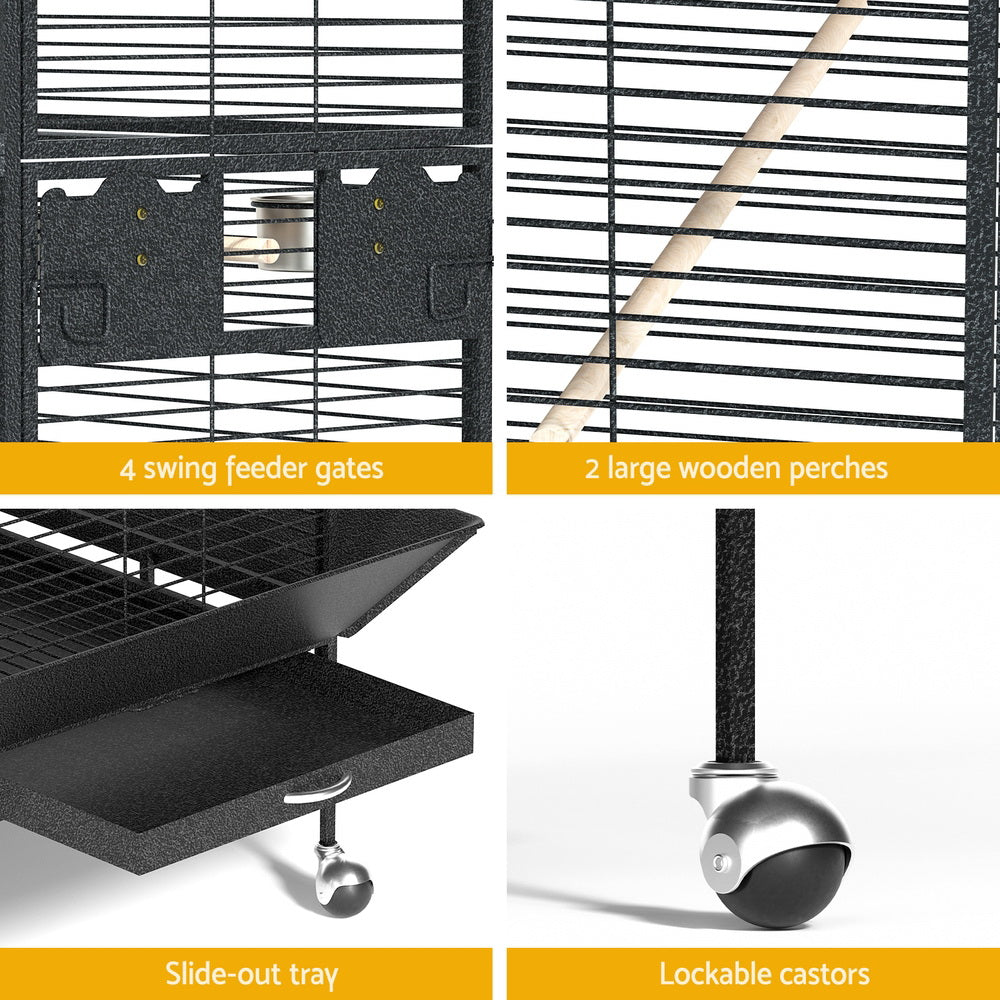 Bird Cage Large Jumbo Aviary Budgie Perch Cage Parrot Stand Wheels Corner
