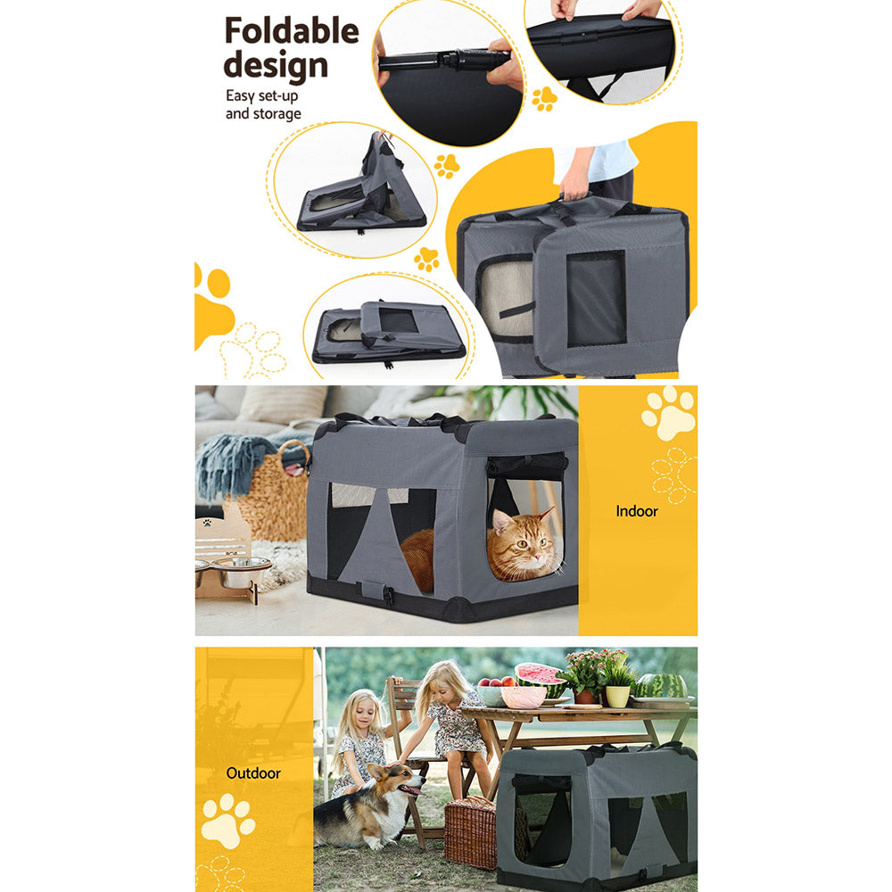 Pet Carrier Soft Crate Dog Cat Travel 60x42CM Portable Foldable Car M