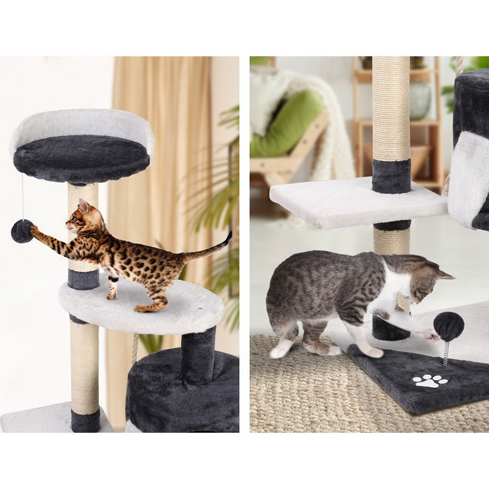 Cat Tree 112cm Tower Scratching Post Scratcher Wood Condo House Furniture