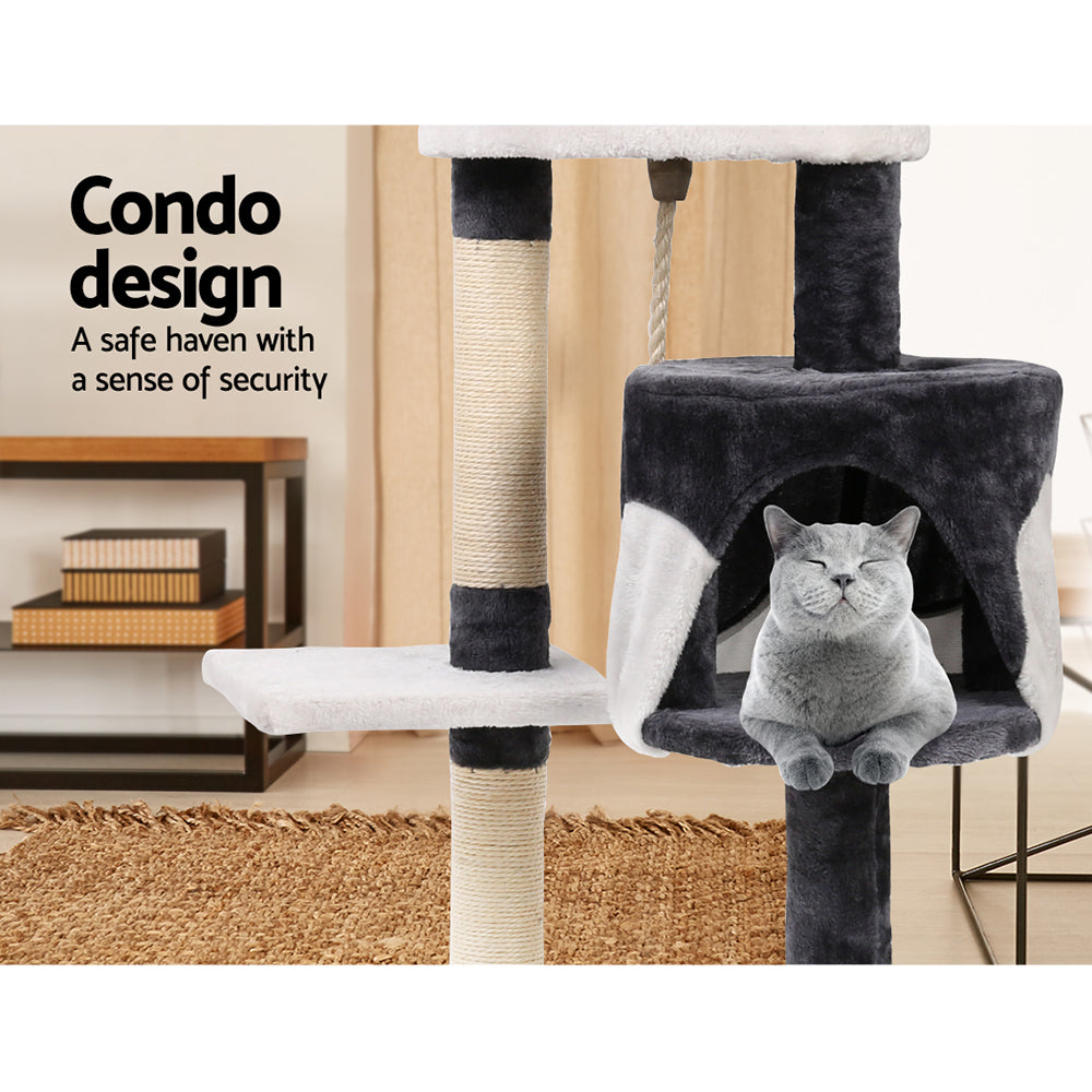 Cat Tree 112cm Tower Scratching Post Scratcher Wood Condo House Furniture