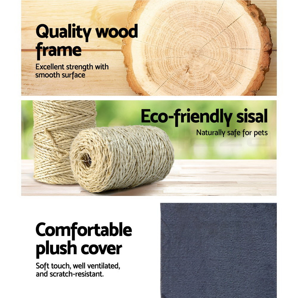 Cat Tree 134cm Tower Scratching Post Scratcher Wood Condo House Bed Grey