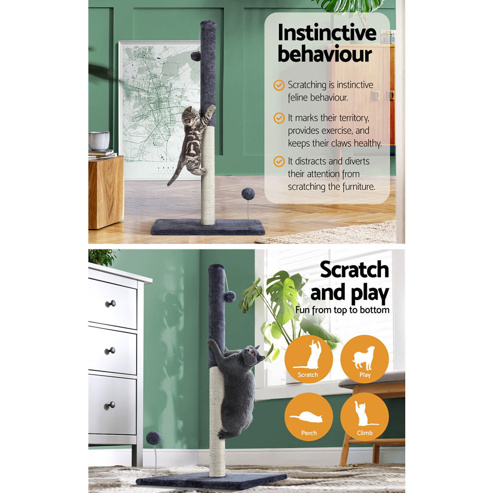 Cat Tree 105cm Scratching Post Scratcher Tower Condo House Hanging toys Grey