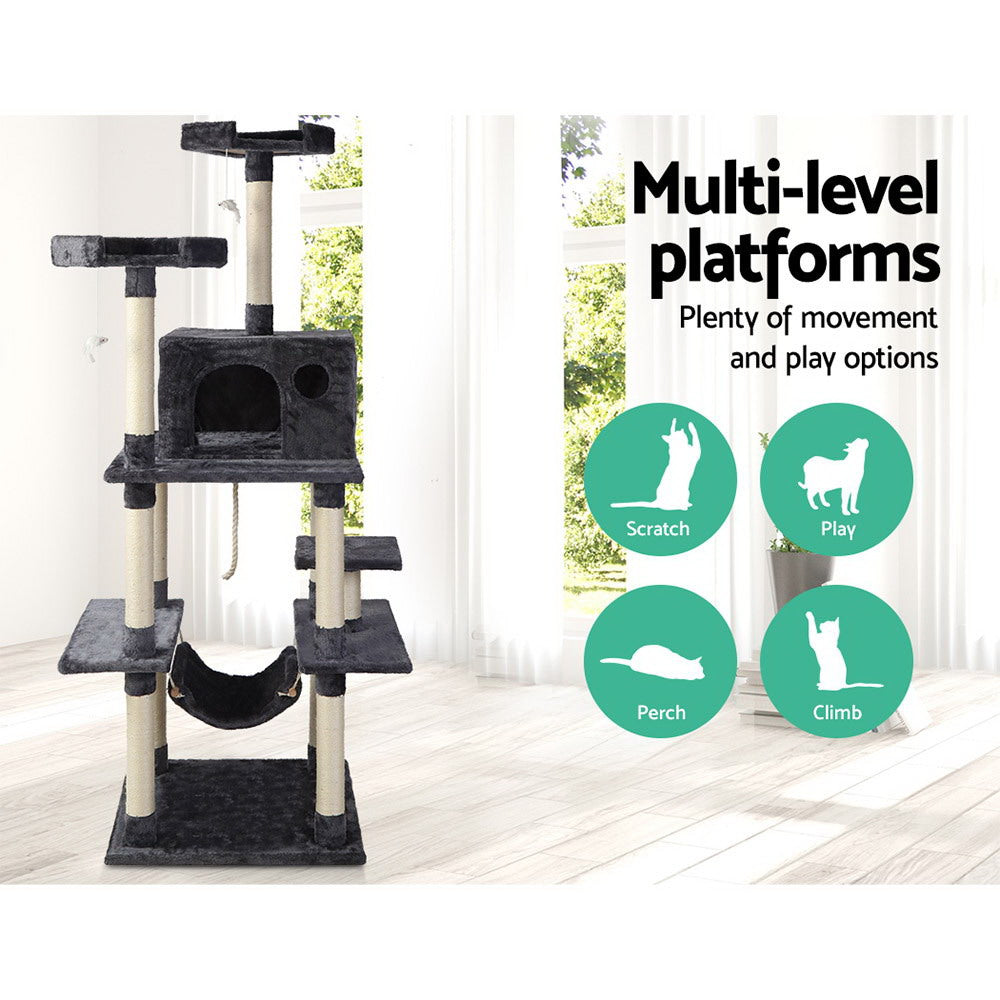 Cat Tree 184cm Tower Scratching Post Scratcher Wood Trees Condo Bed House