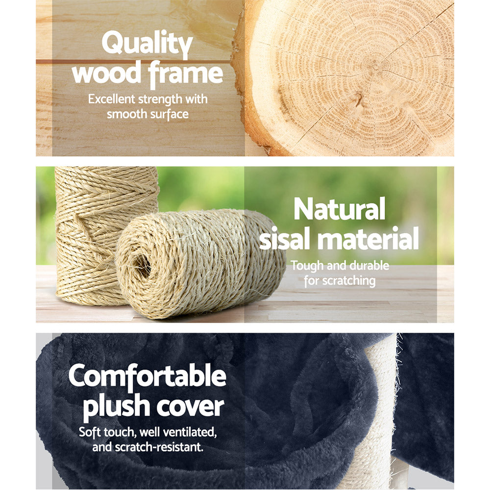 Cat Tree 244cm Tower Scratching Post Scratcher Trees Condo House Grey