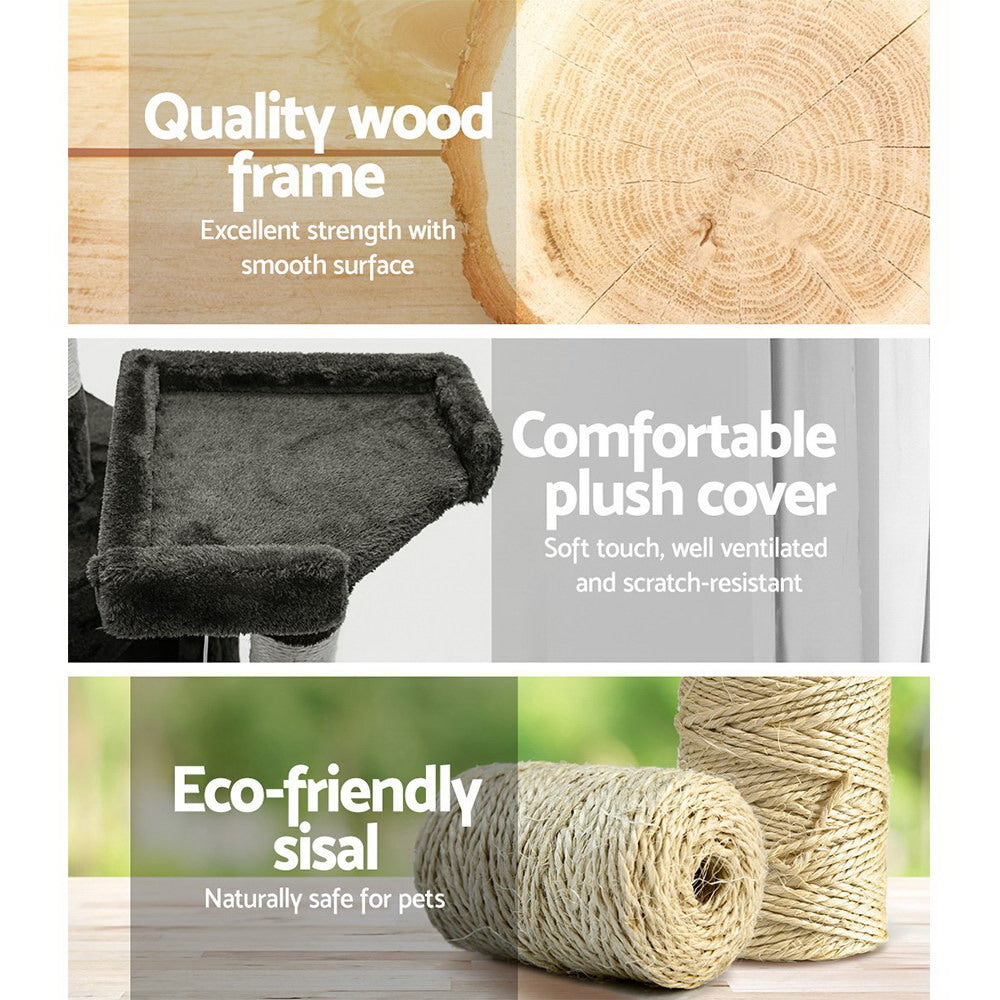 Cat Tree 180cm Tower Scratching Post Scratcher Wood Condo House Toys Grey