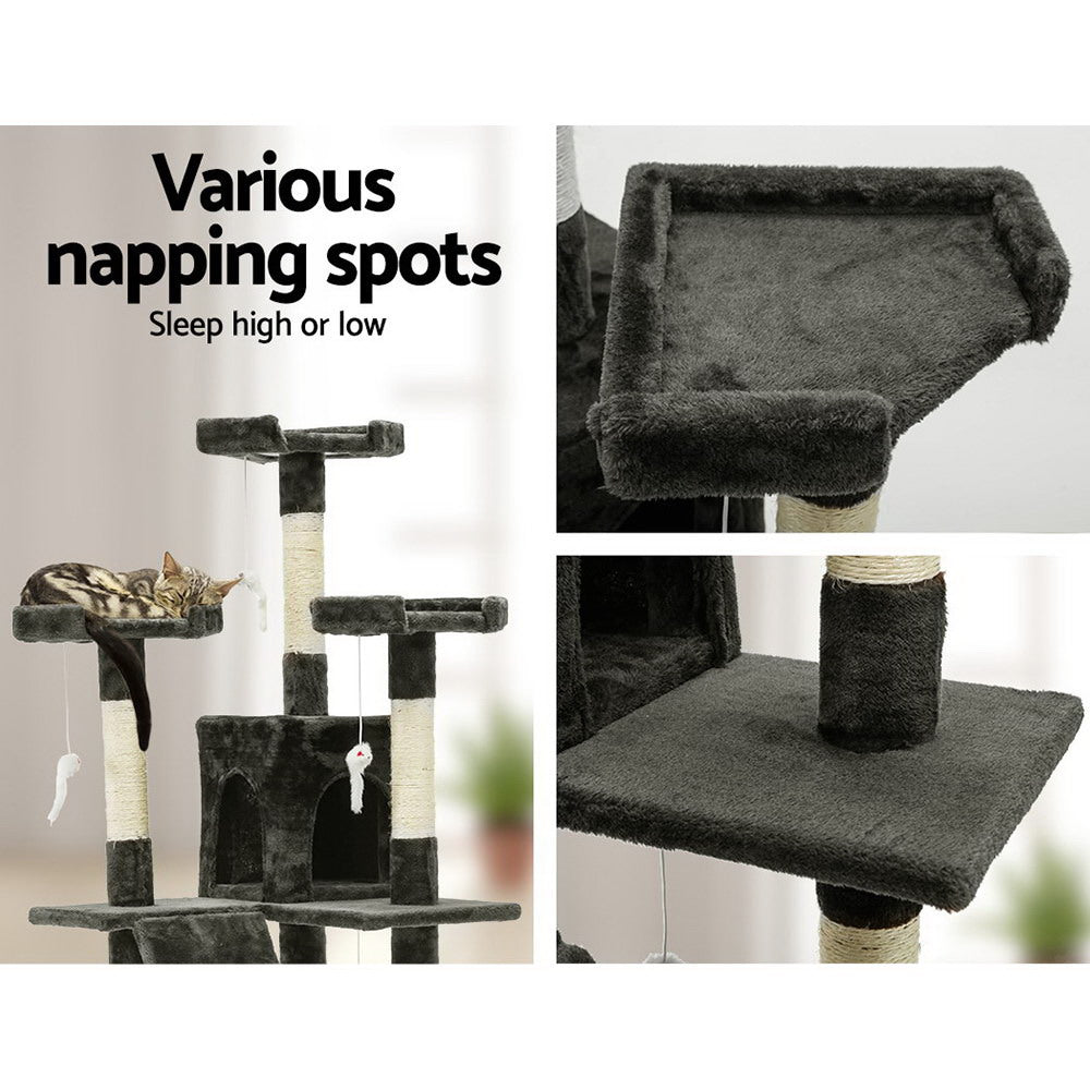 Cat Tree 180cm Tower Scratching Post Scratcher Wood Condo House Toys Grey
