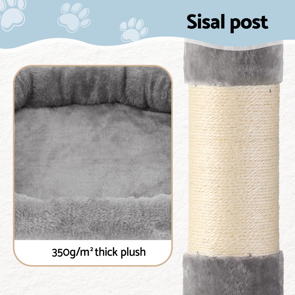 Cat Tree 184cm Tower Scratching Post Trees Scratcher Condo House Light Grey