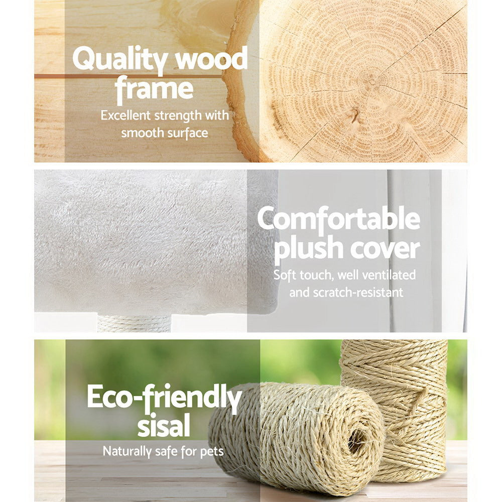 Cat Tree 141cm Tower Scratching Post Scratcher Condo Wood House Bed Beige