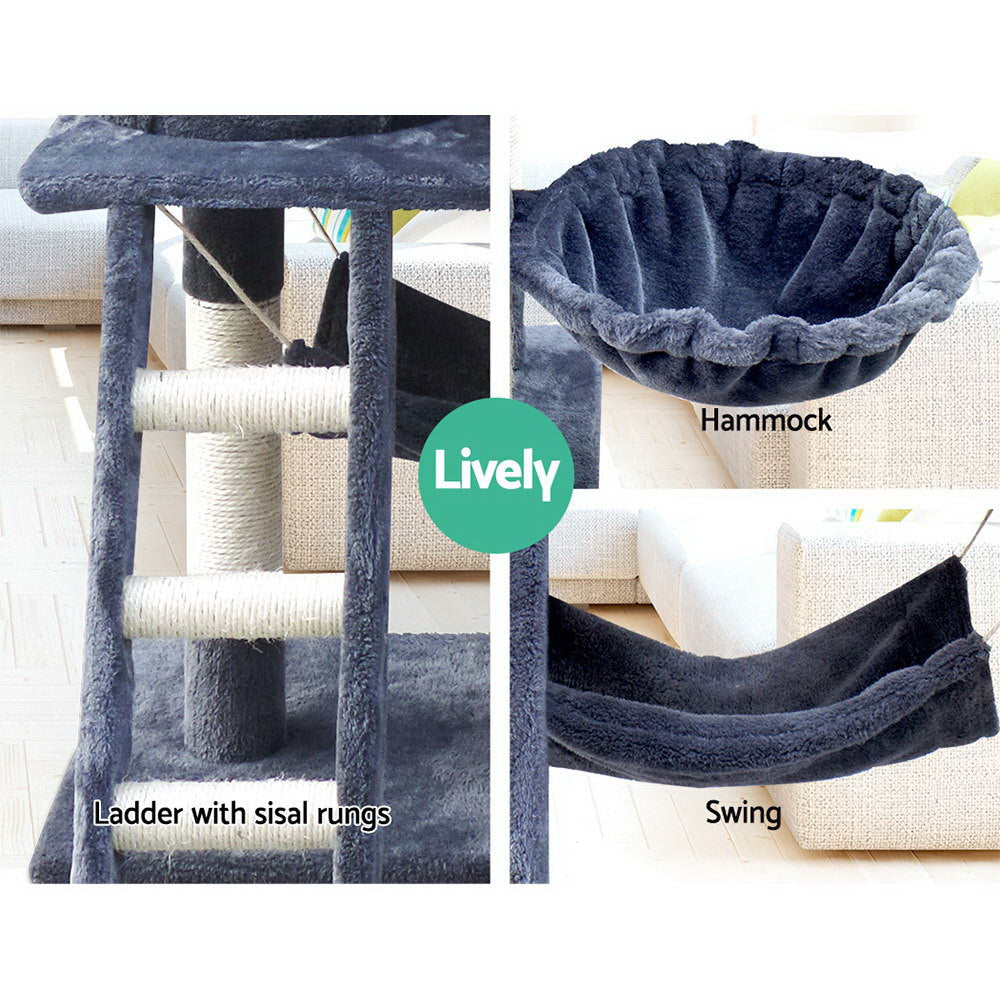 Cat Tree 141cm Tower Scratching Post Scratcher Condo Wood House Bed Grey