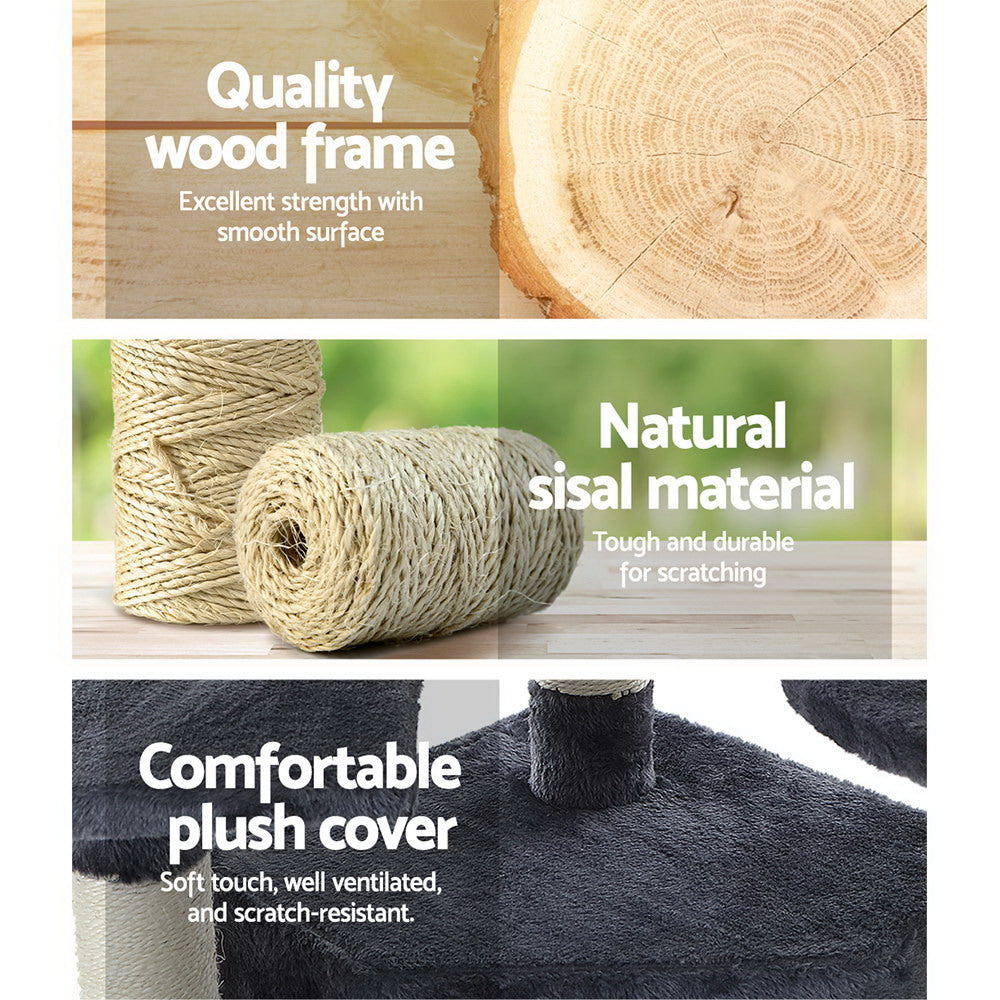 Cat Tree 203cm Tower Scratching Post Scratcher Condo Trees House Bed Grey