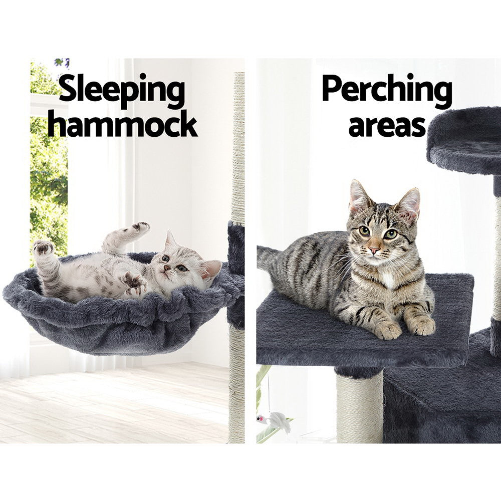 Cat Tree 203cm Tower Scratching Post Scratcher Condo Trees House Bed Grey