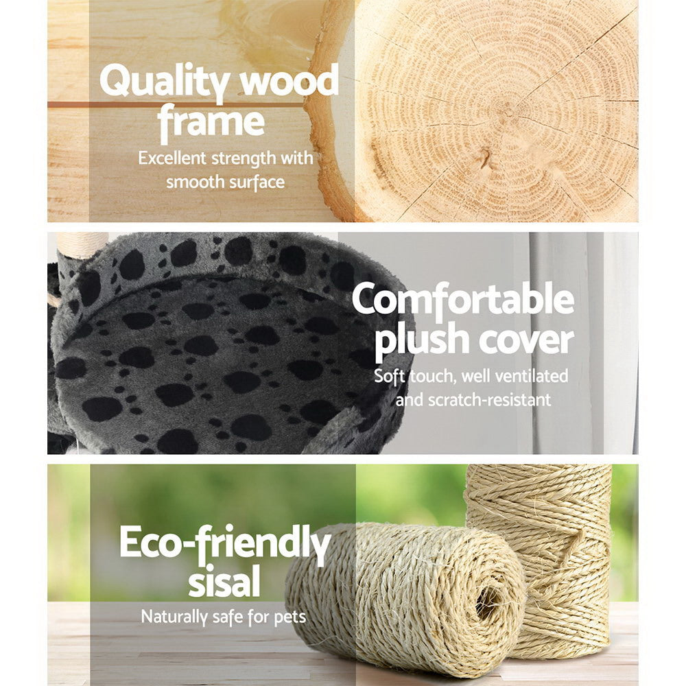 Cat Tree 120cm Tower Scratching Post Scratcher Trees Bed Wood Condo Toys Bed