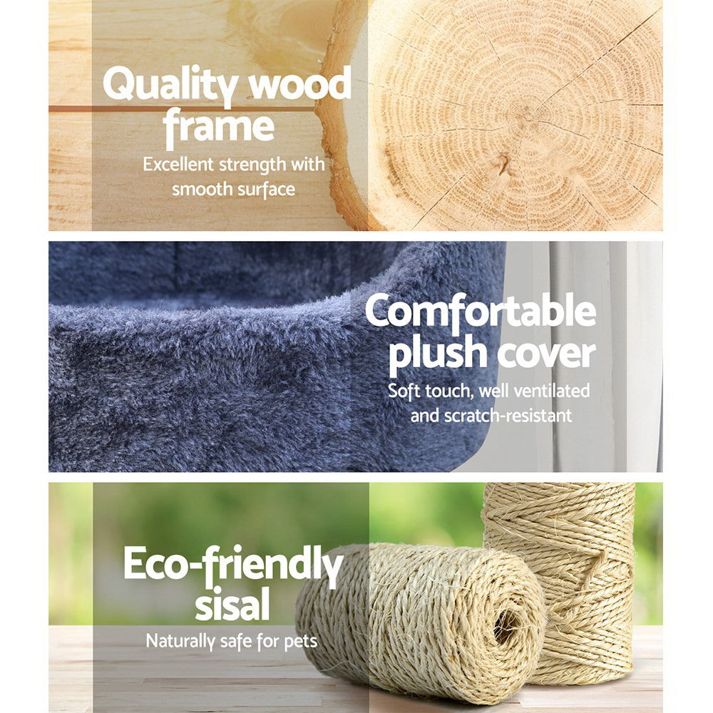 Cat Tree 126cm Tower Scratching Post Scratcher Condo Trees House Grey