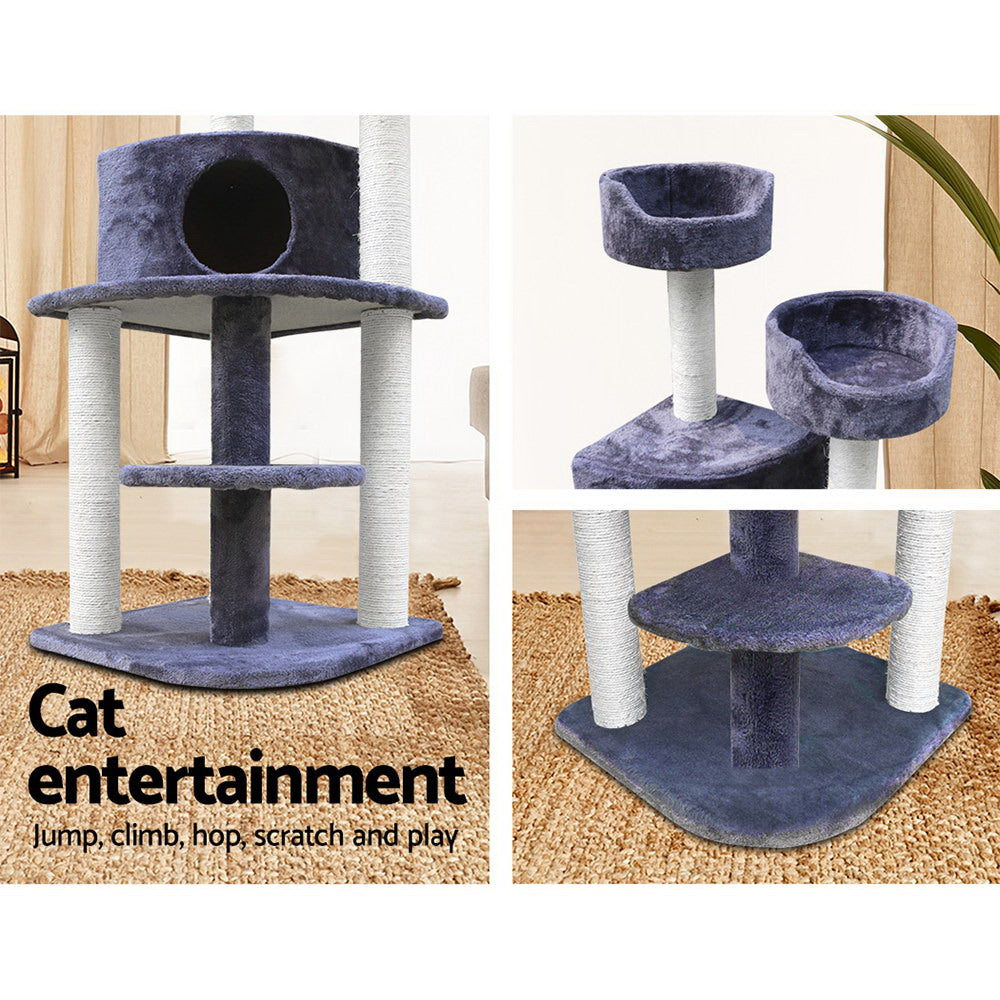 Cat Tree 126cm Tower Scratching Post Scratcher Condo Trees House Grey