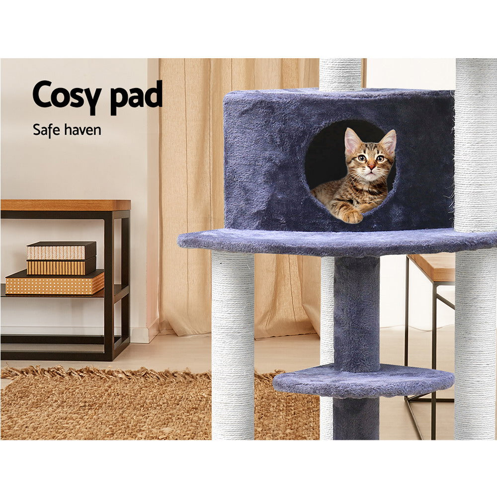 Cat Tree 126cm Tower Scratching Post Scratcher Condo Trees House Grey