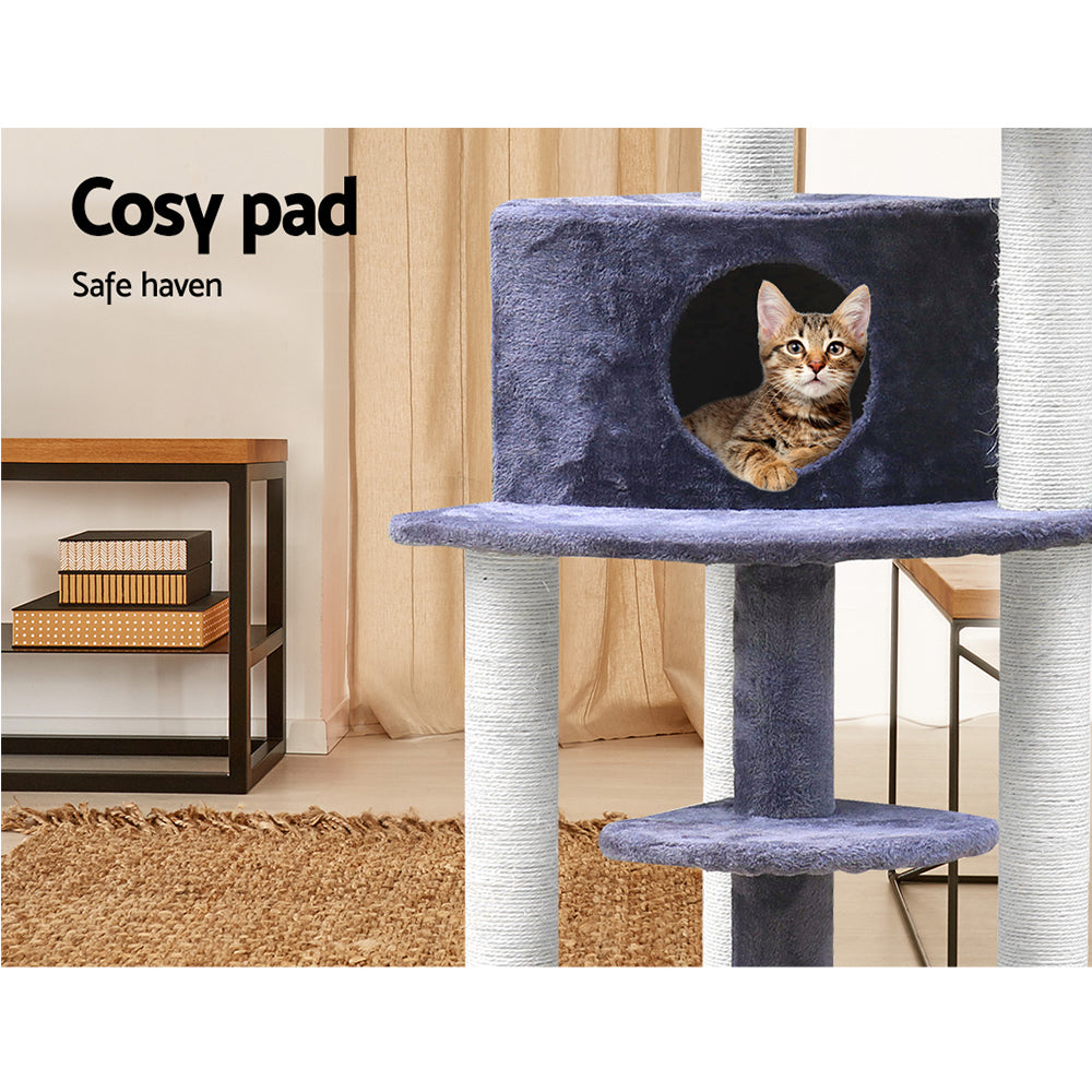 Cat Tree 126cm Tower Scratching Post Scratcher Condo Trees House Grey