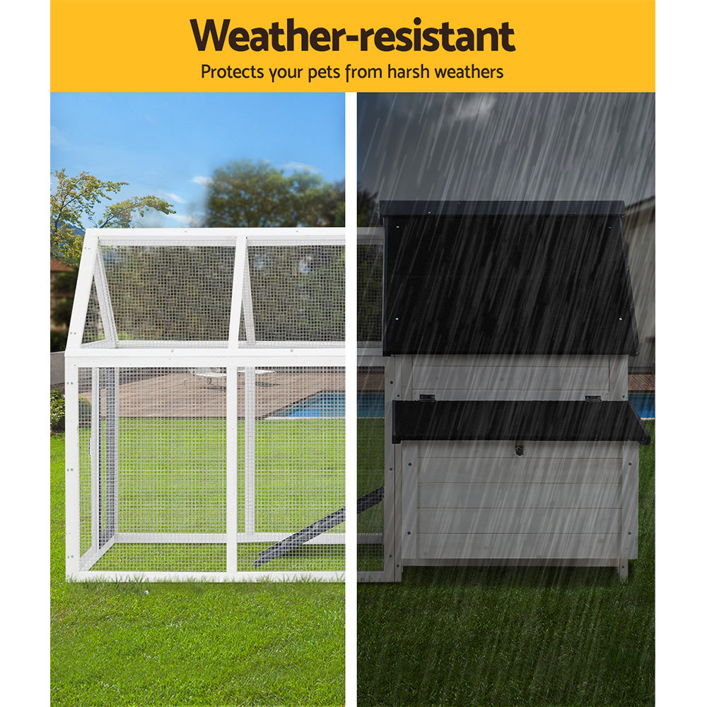 Chicken Coop Rabbit Hutch 166cm x 120cm x 112cm Large Chicken Coop House Run Cage Wooden