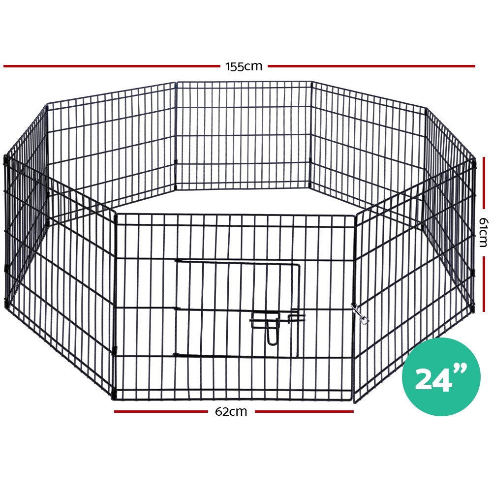 24 8 Panel Dog Playpen Pet Fence Exercise Cage Enclosure Play Pen