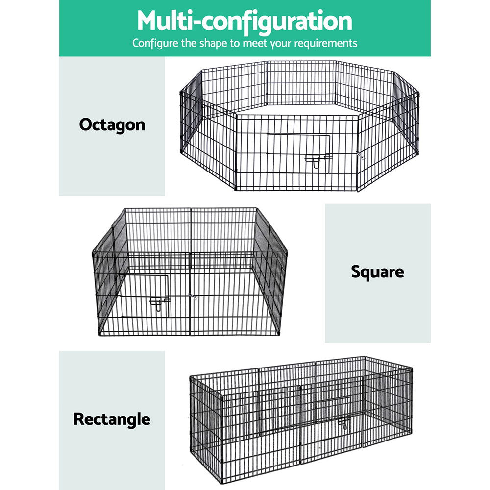 24 8 Panel Dog Playpen Pet Fence Exercise Cage Enclosure Play Pen