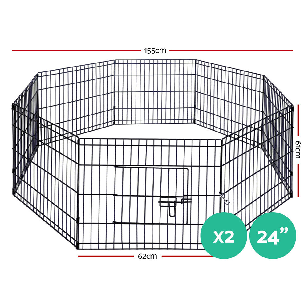 2x24 8 Panel Dog Playpen Pet Fence Exercise Cage Enclosure Play Pen