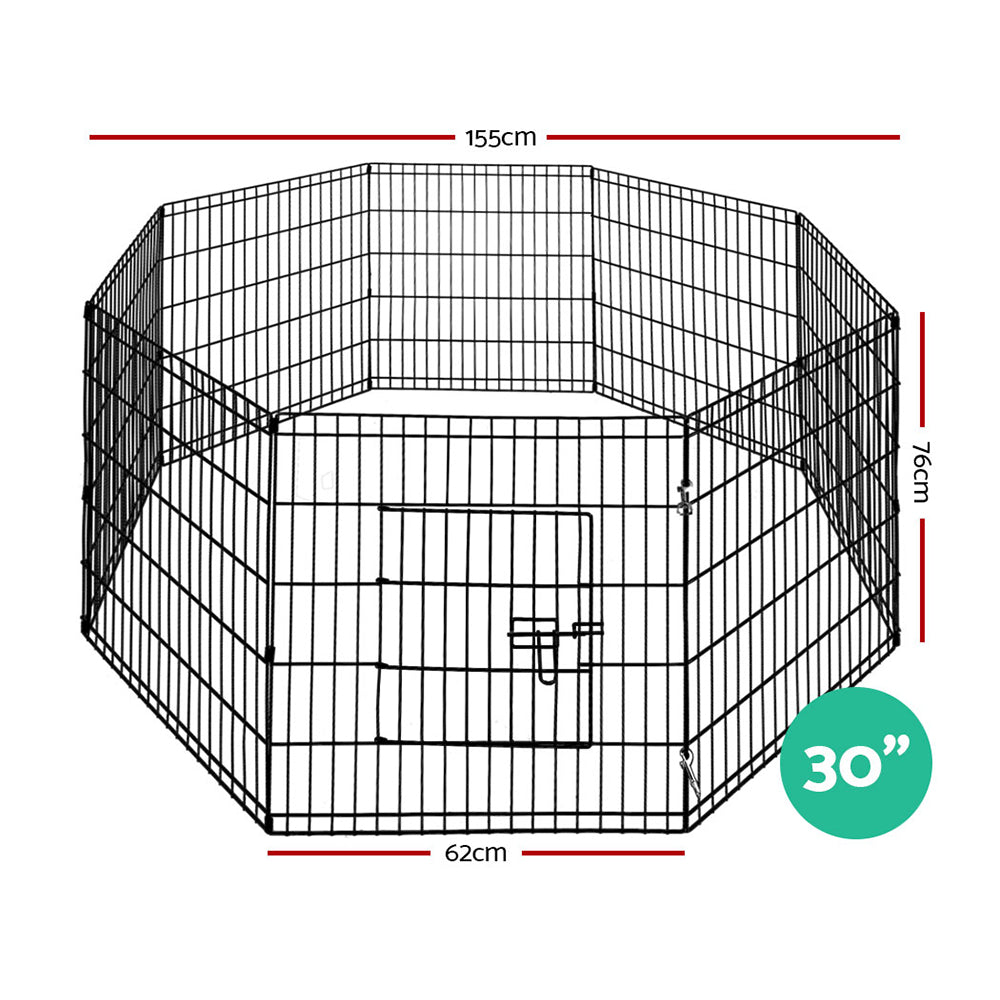 30 8 Panel Dog Playpen Pet Fence Exercise Cage Enclosure Play Pen