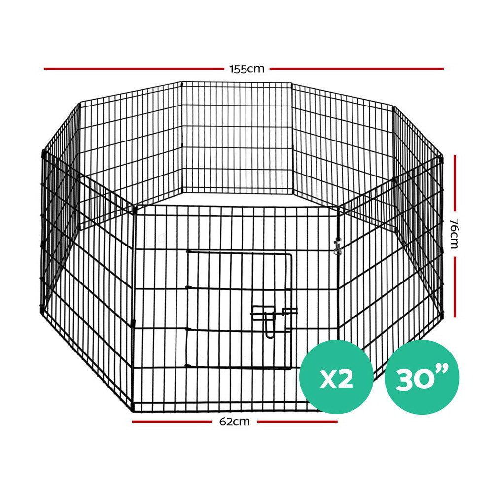 2x30 8 Panel Dog Playpen Pet Fence Exercise Cage Enclosure Play Pen