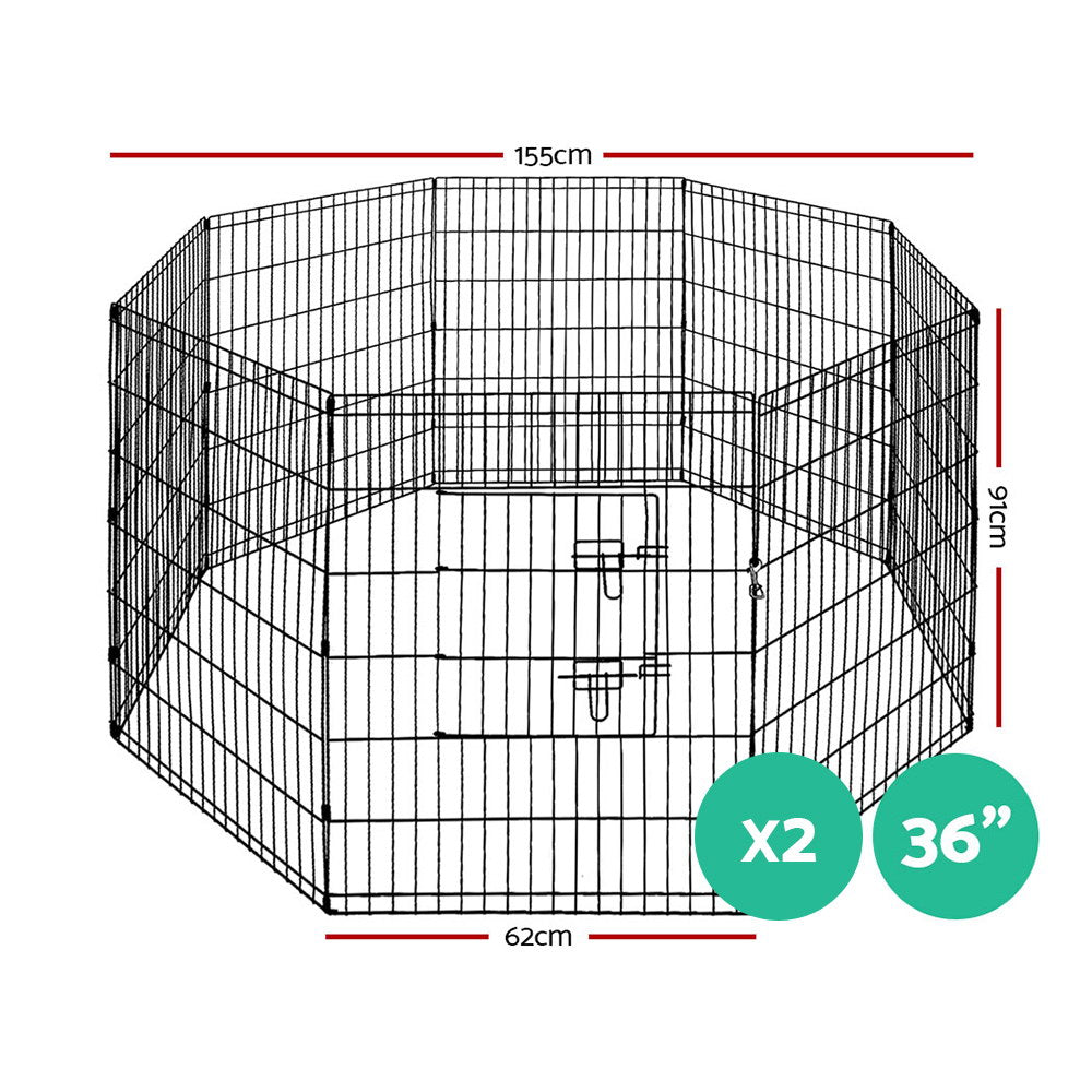 2x36 8 Panel Dog Playpen Pet Fence Exercise Cage Enclosure Play Pen