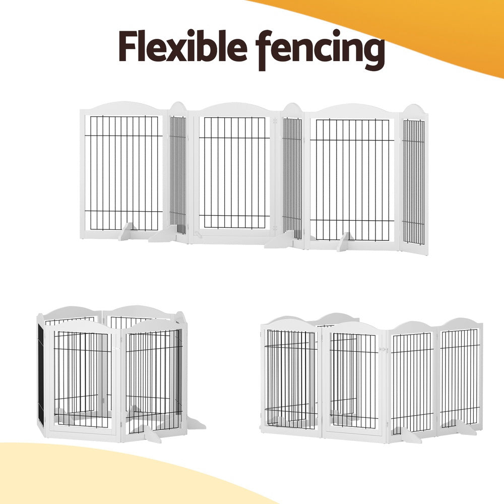 Dog Playpen Enclosure 6 Panel Pet Fence Wooden Play Pen