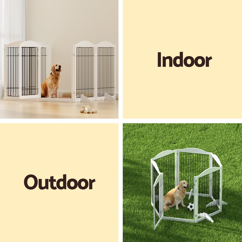 Dog Playpen Enclosure 6 Panel Pet Fence Wooden Play Pen