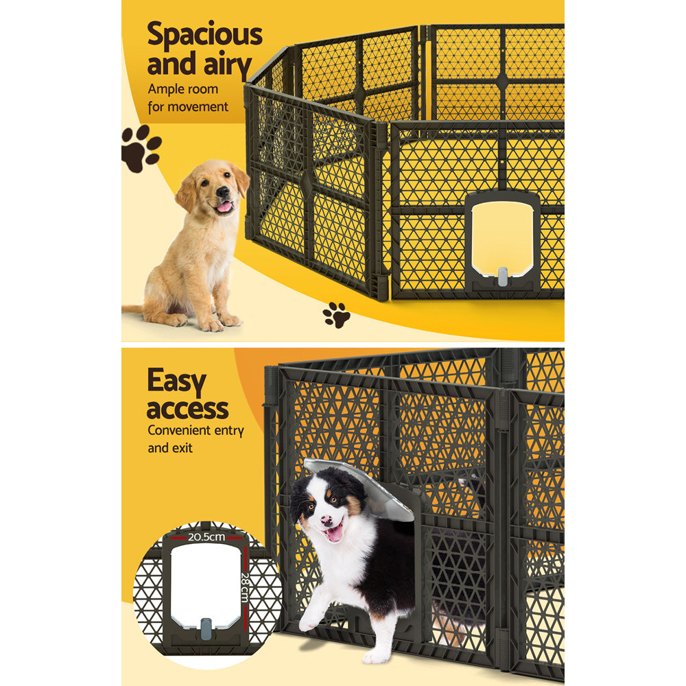 Dog Playpen Enclosure 8 Panel Pet Fence Plastic Play Pen