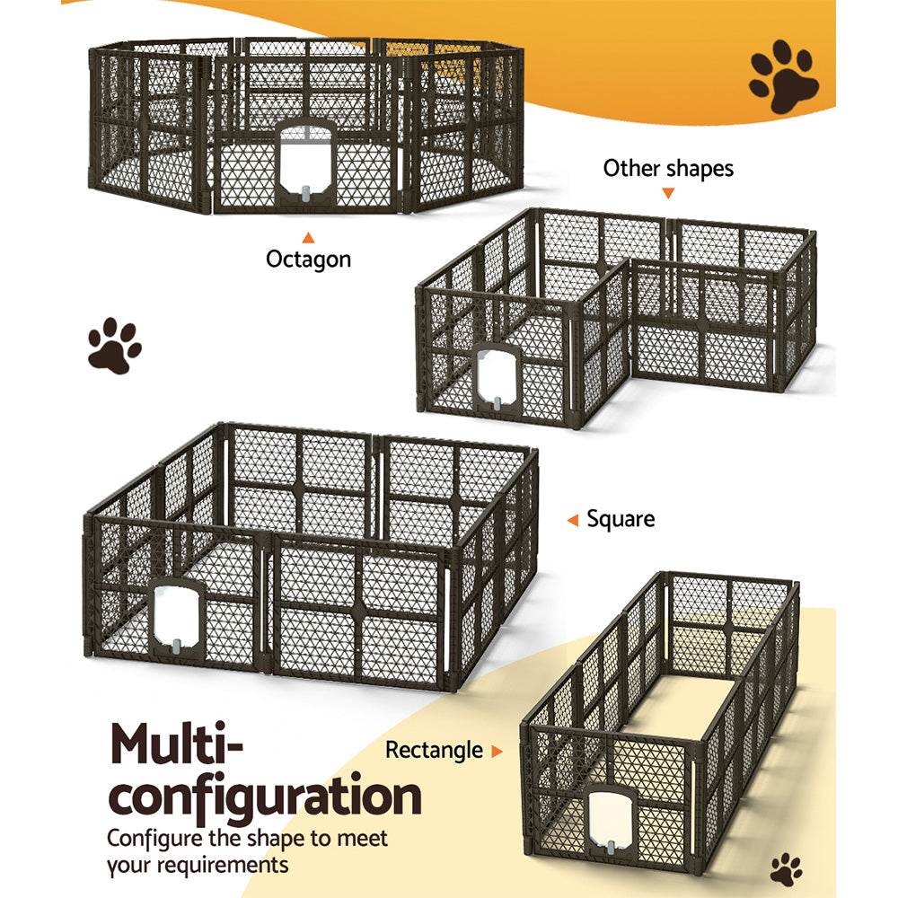 Dog Playpen Enclosure 8 Panel Pet Fence Plastic Play Pen