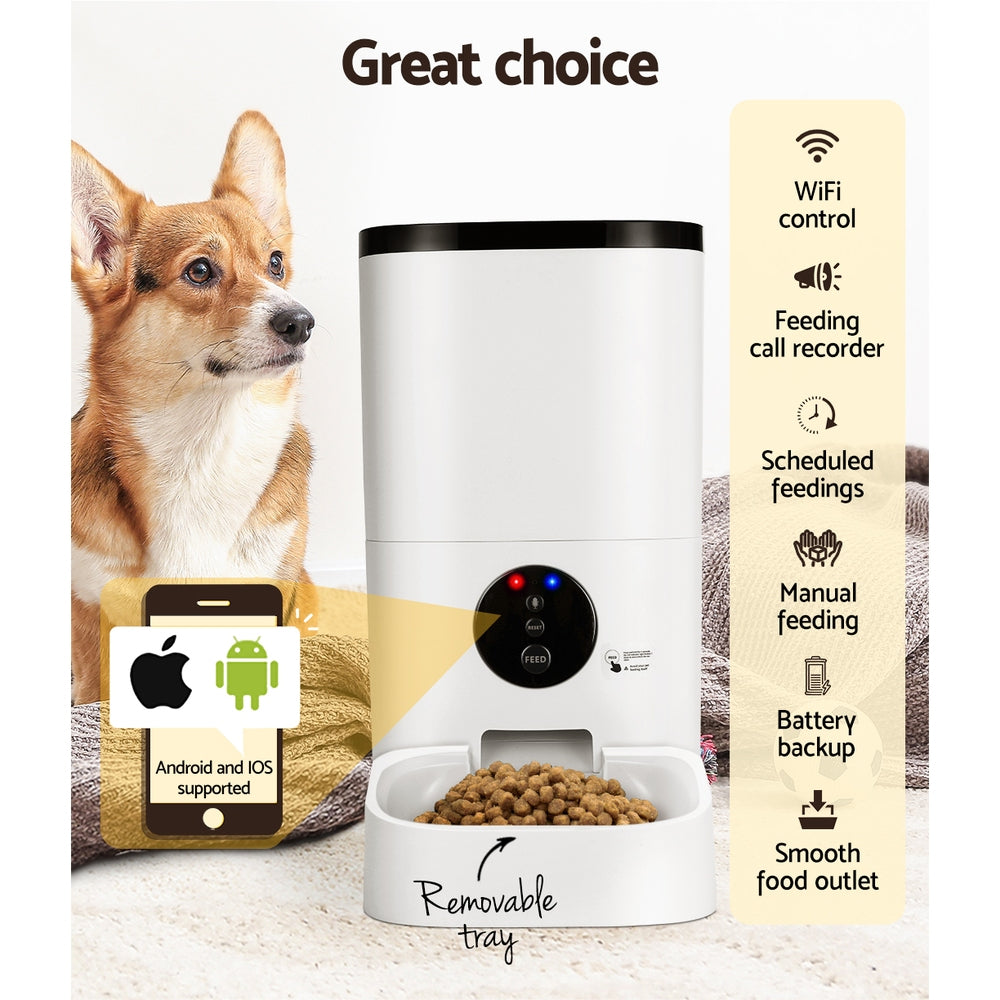 Automatic Pet Feeder 6L Wifi Auto Dog Cat Smart Food Dispenser Timer