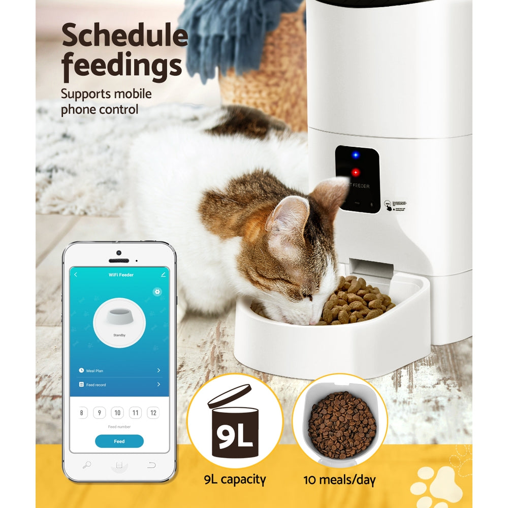 Automatic Pet Feeder 9L Wifi Auto Dog Cat Feeder Smart Food Dispenser Timer