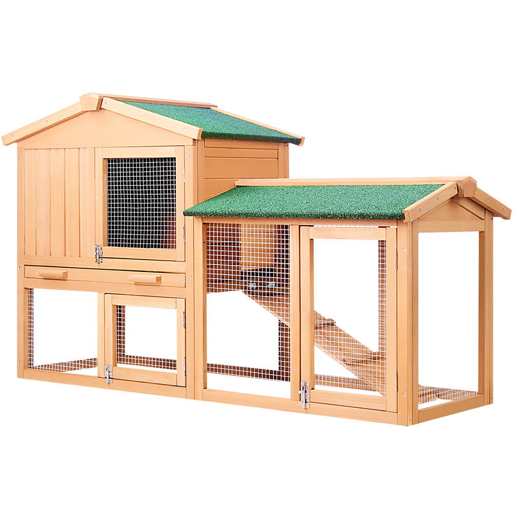 Chicken Coop Rabbit Hutch 138cm x 44cm x 85cm Large Chicken Coop House Run Cage Wooden Outdoor