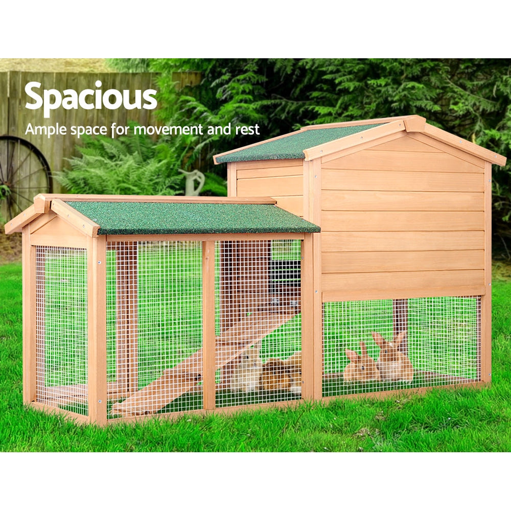 Chicken Coop Rabbit Hutch 138cm x 44cm x 85cm Large Chicken Coop House Run Cage Wooden Outdoor