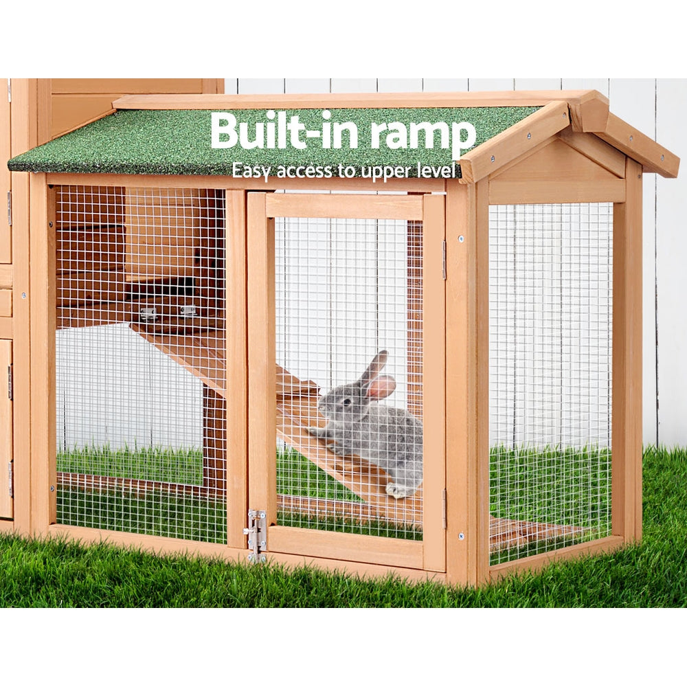 Chicken Coop Rabbit Hutch 138cm x 44cm x 85cm Large Chicken Coop House Run Cage Wooden Outdoor