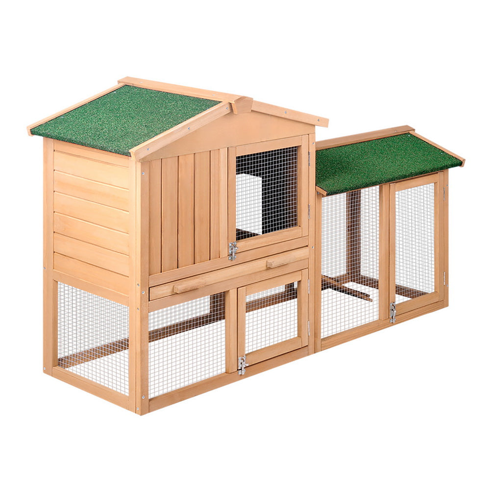 Chicken Coop Rabbit Hutch 138cm x 44cm x 85cm Large Chicken Coop House Run Cage Wooden Outdoor