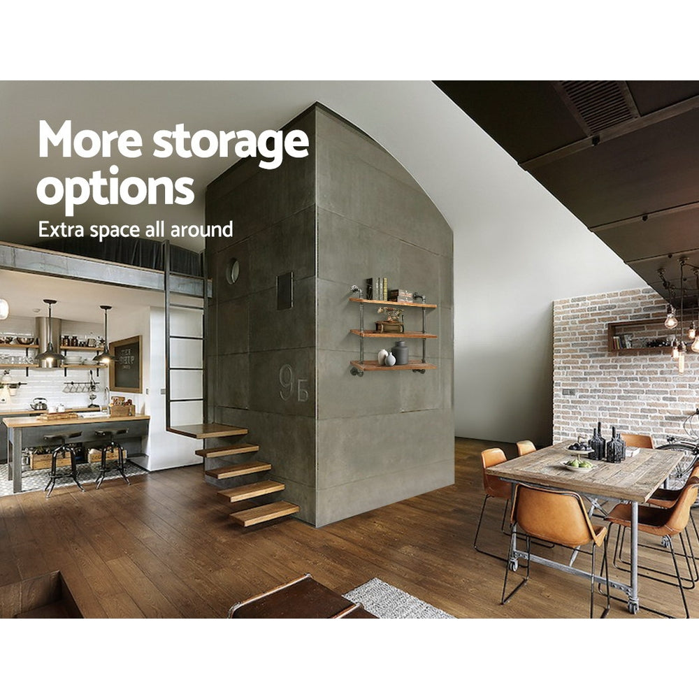 Floating DIY Pipe Shelf 3 Tiers - ISSA