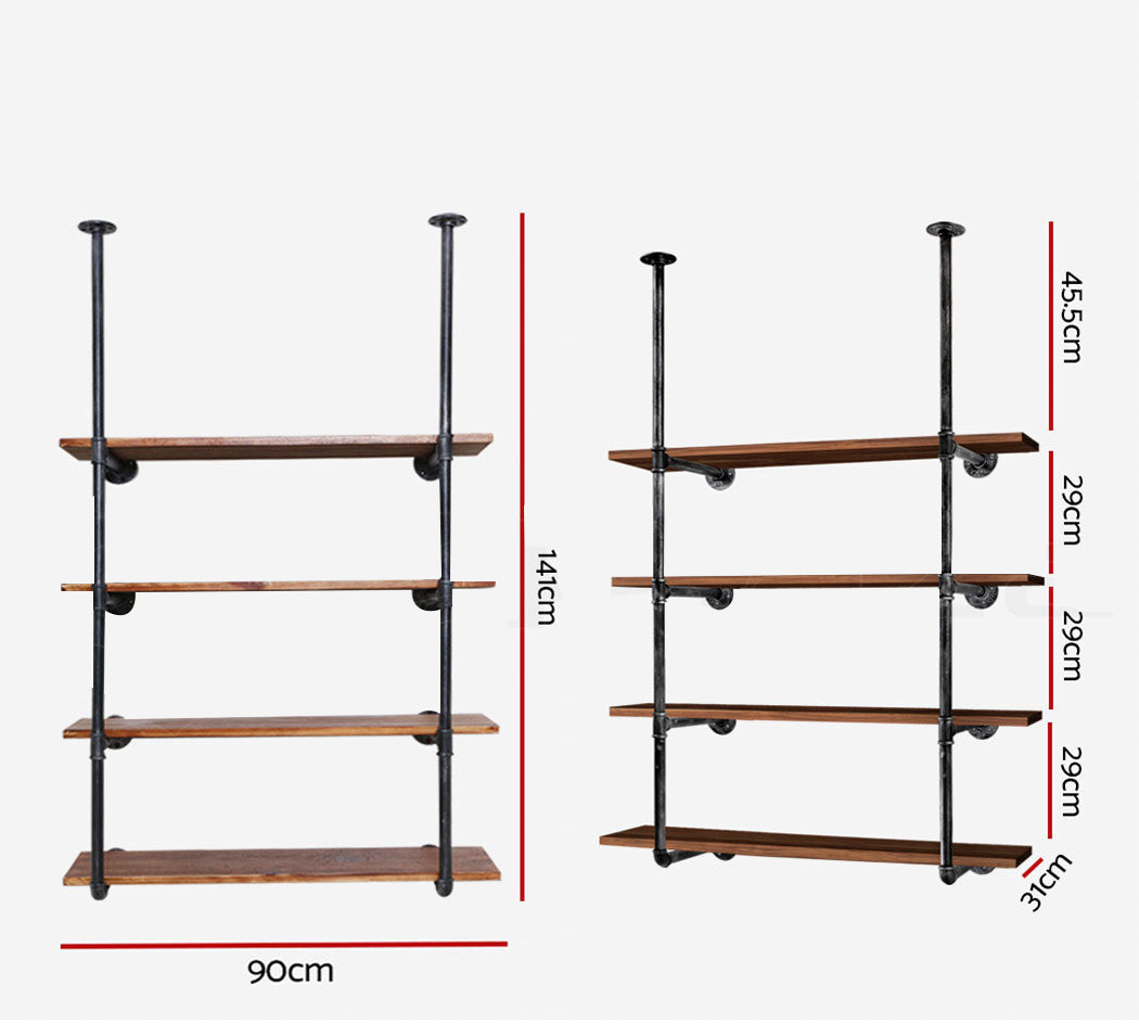 Bookshelf DIY Pipe Shelf 4 Tiers - INGE