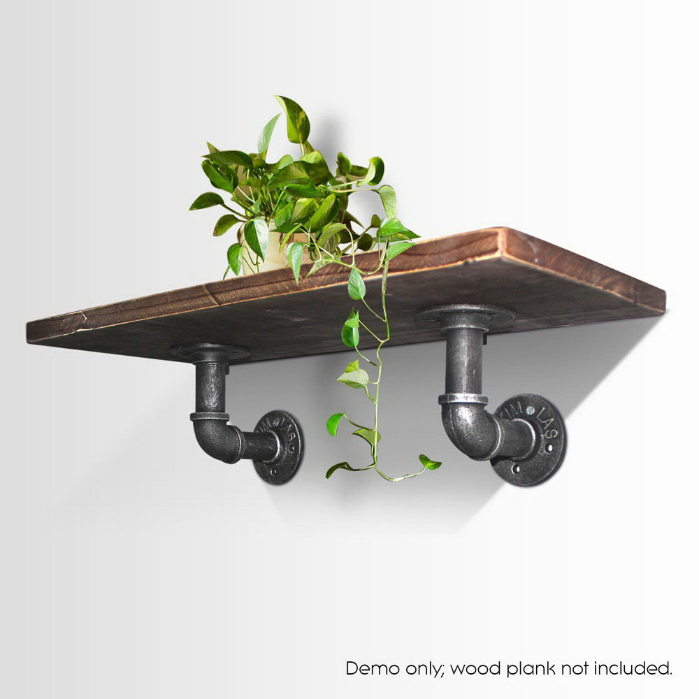 8x Floating Pipe Shelf DIY Metal Wall Brackets