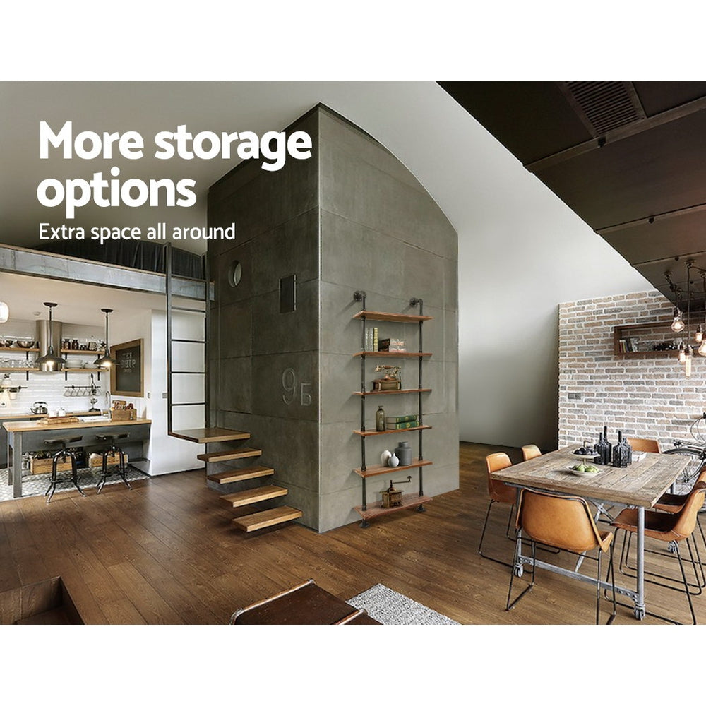 Floating DIY Pipe Shelf 6 Tiers - IDA