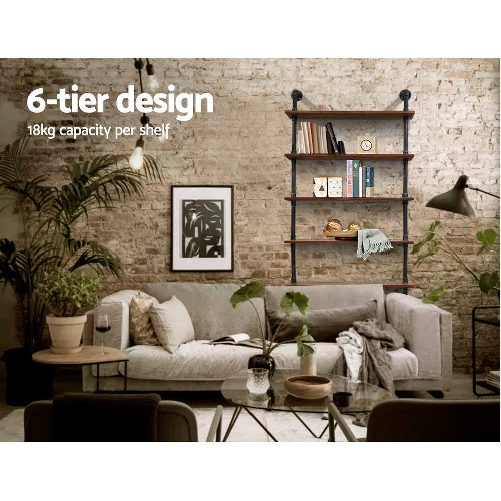 Floating DIY Pipe Shelf 6 Tiers - IRA
