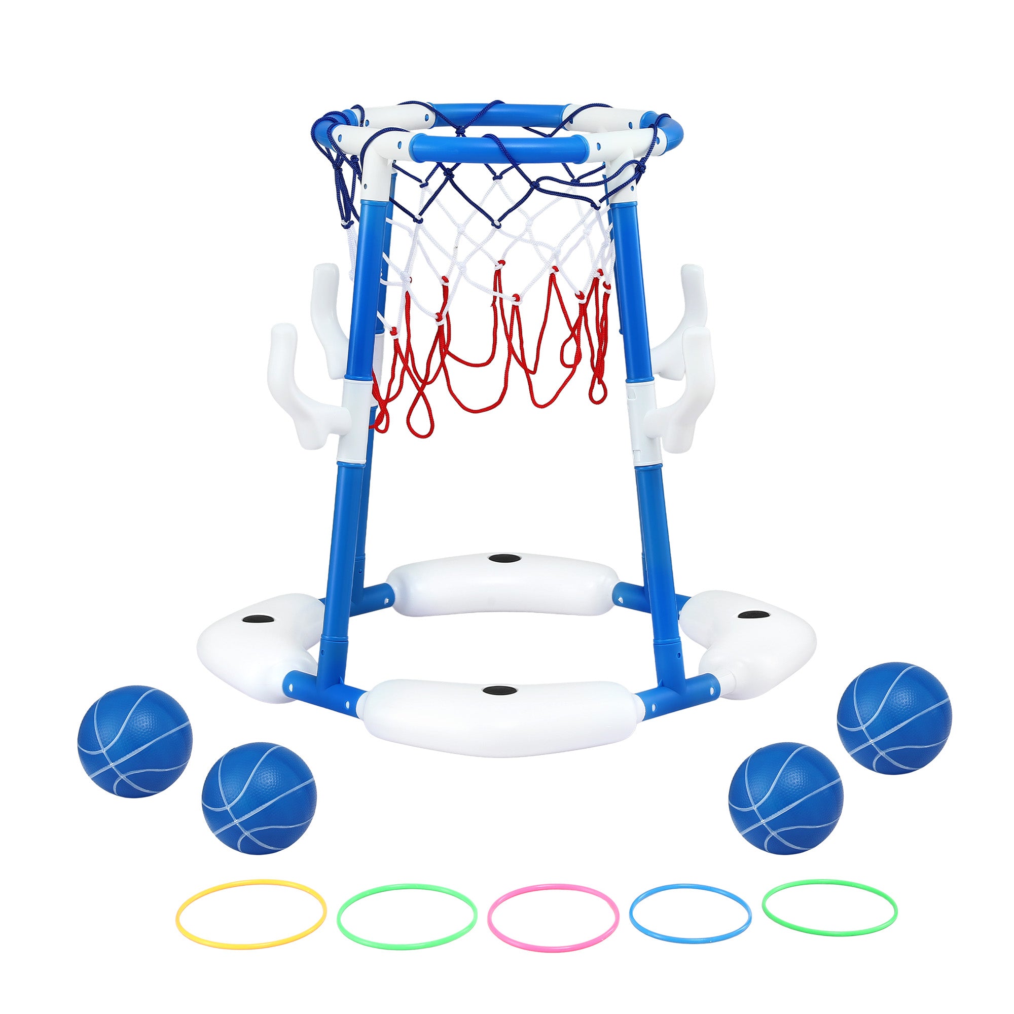 Keezi Kids Basketball Hoop with 4 balls Ring Toss Sports Pool Toys Blue